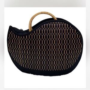 Basket of Cambodia Black & Tan Handbag.